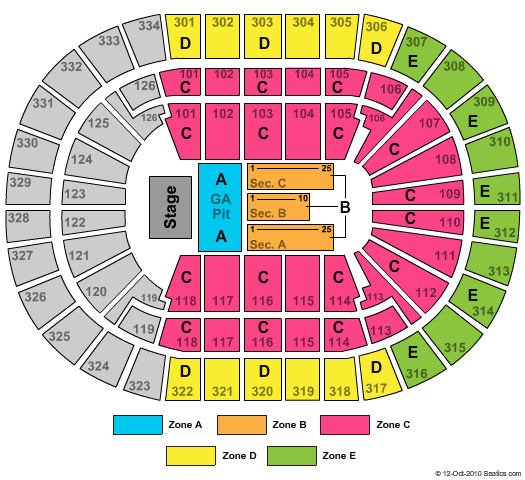 Enterprise Center End Stage GA Pit Zone Seating Chart